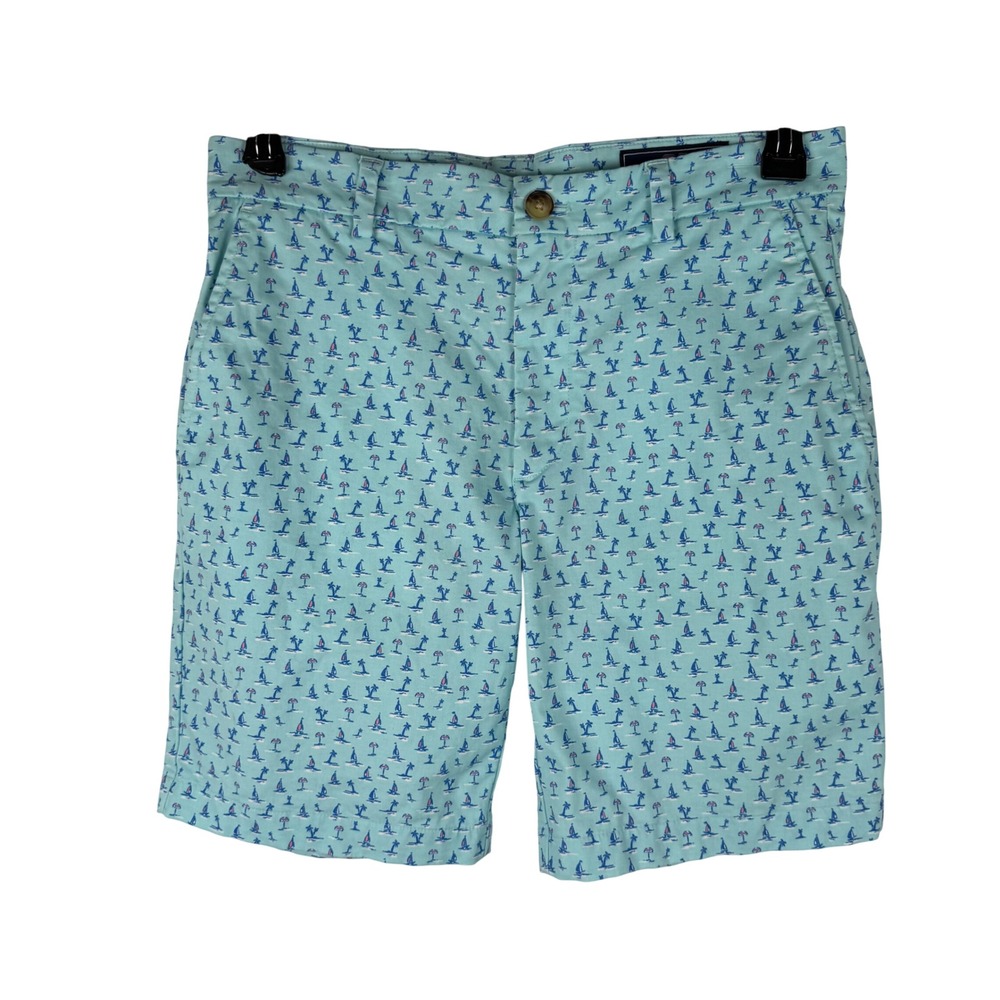 Vineyard Vines Breaker Shorts Mens 30 Blue Nautical‎ Sailboat Print Chino 9"
